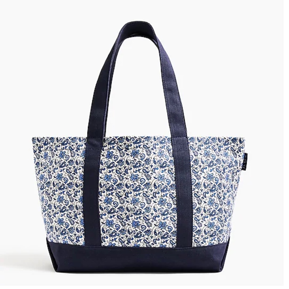 NWT J.Crew structured canvas small tote bag beach bag